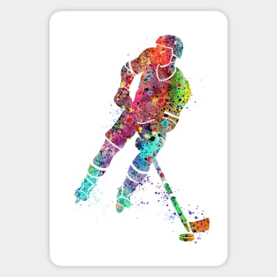 Boy Ice Hockey Player Watercolor Sport Athlete Sticker